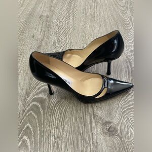 Jimmy Choo Black Stiletto Heels Classic Pumps Size 38.5 Shoes